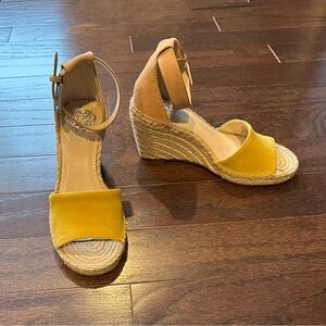 Vice Camuto yellow/beige suede espadrilles, size 6 1/2